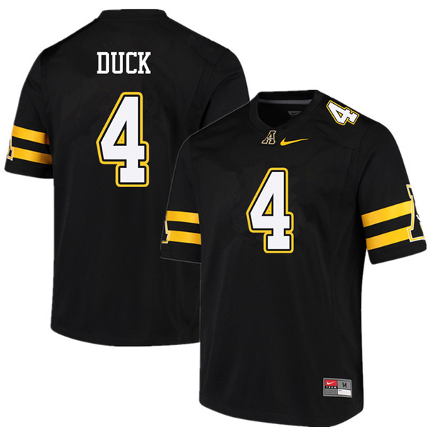 Men #4 Clifton Duck Appalachian State Mountaineers College Football Jerseys Sale-Black - Click Image to Close